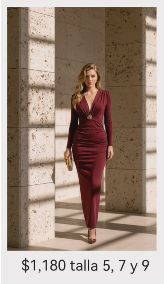 Vestido color tinto midi