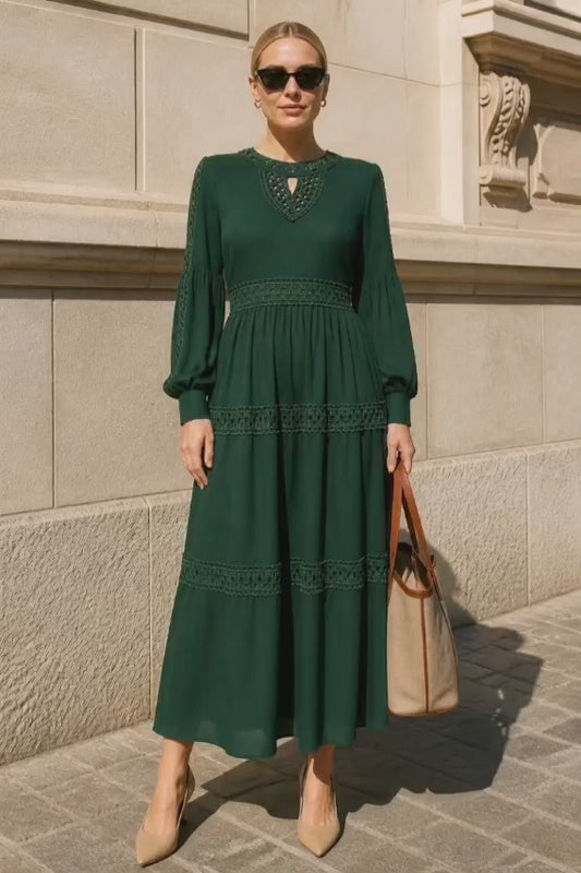 Vestido verde esmeralda midi