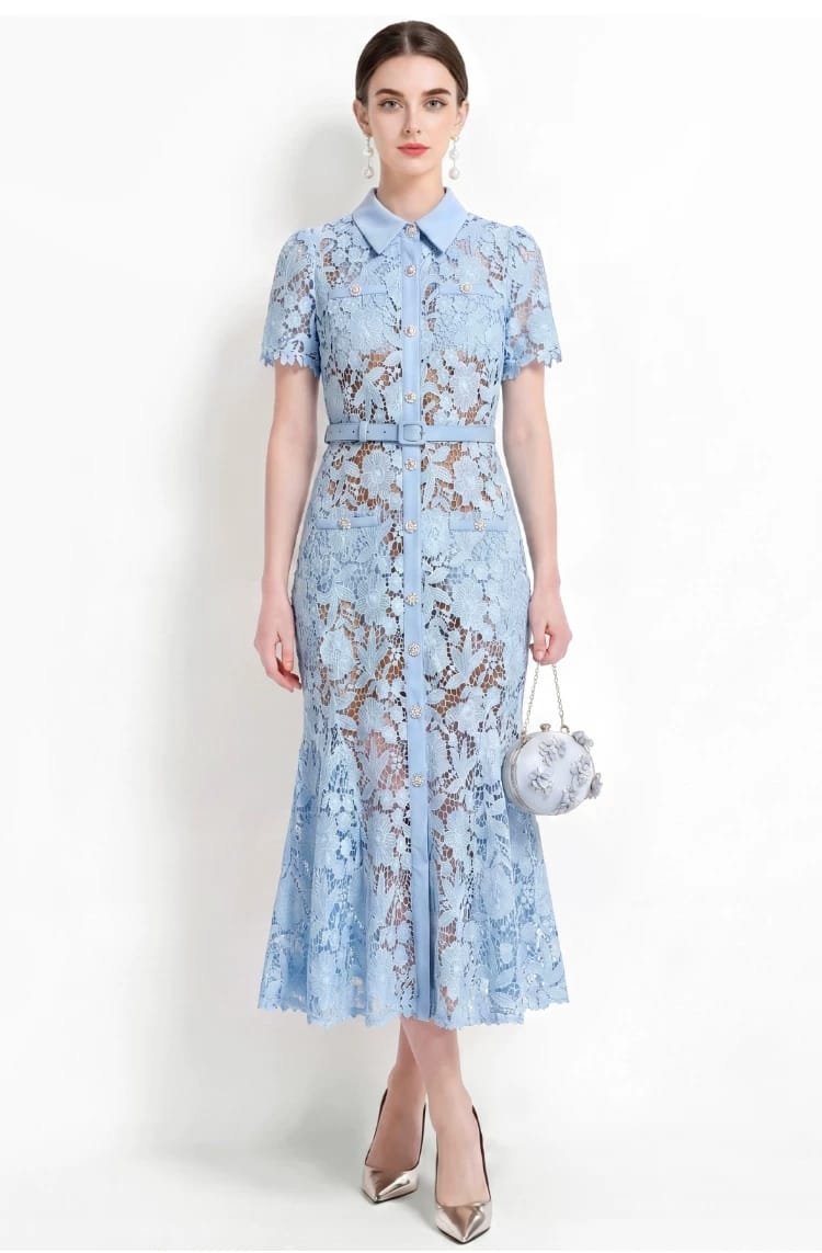 Vestido azul cielo manga corta