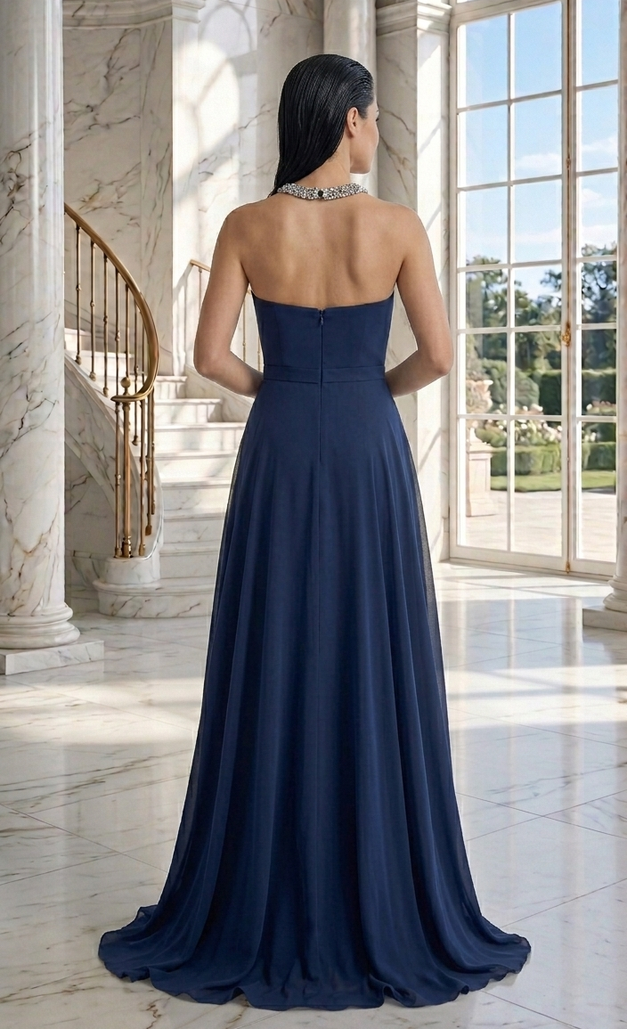 Vestido halter azul marino