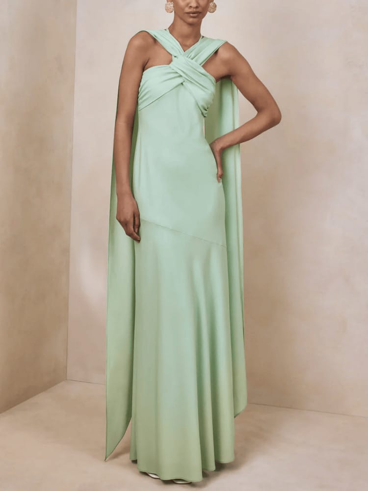 Vestido largo verde menta