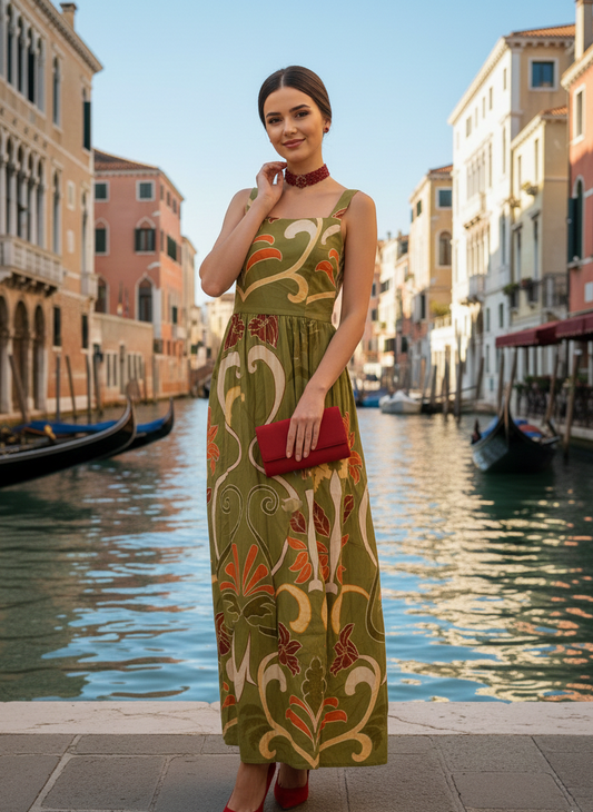 Vestido verde olivo tirantes