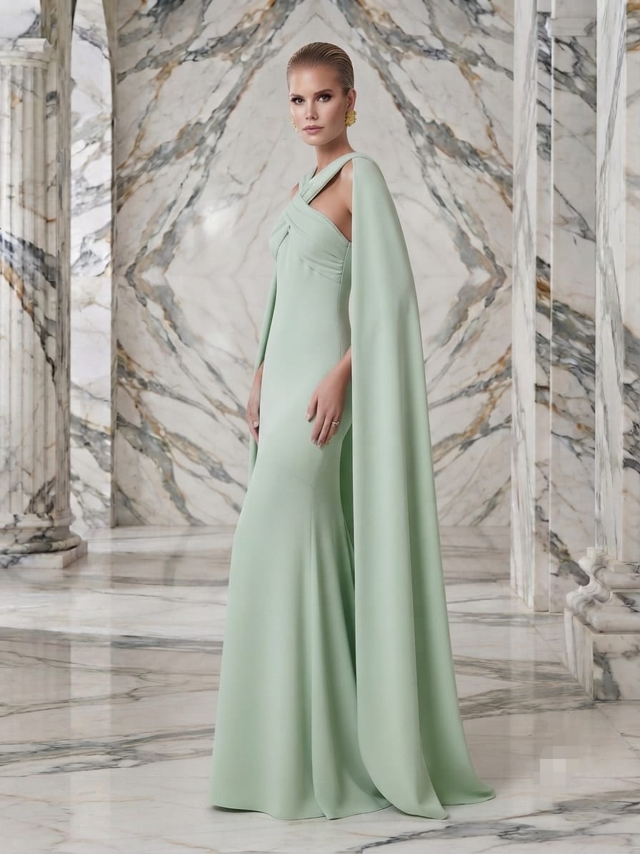 Vestido largo verde menta