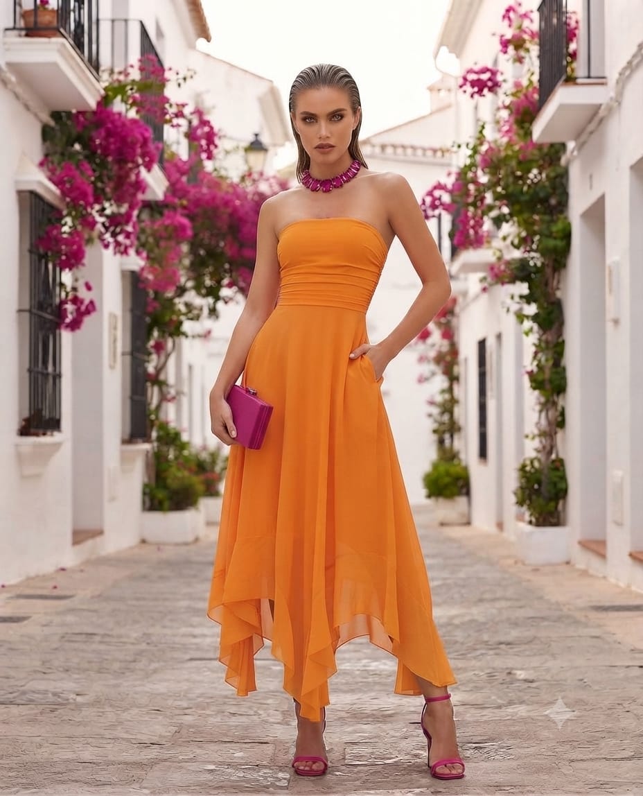 Vestidor strapless color mango