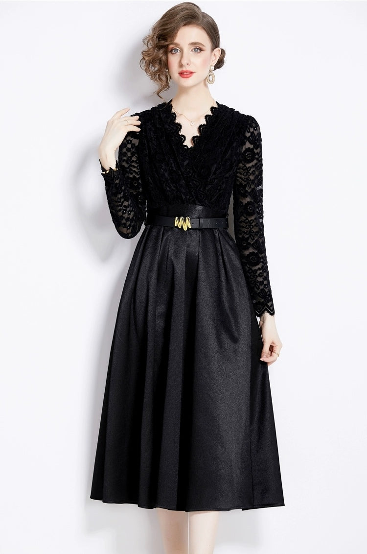 Vestido elegante encaje negro