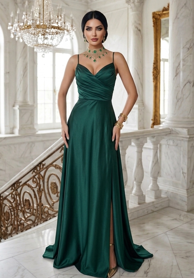 Vestido verde esmeralda tirantes