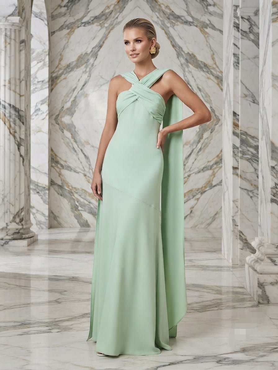 Vestido largo verde menta