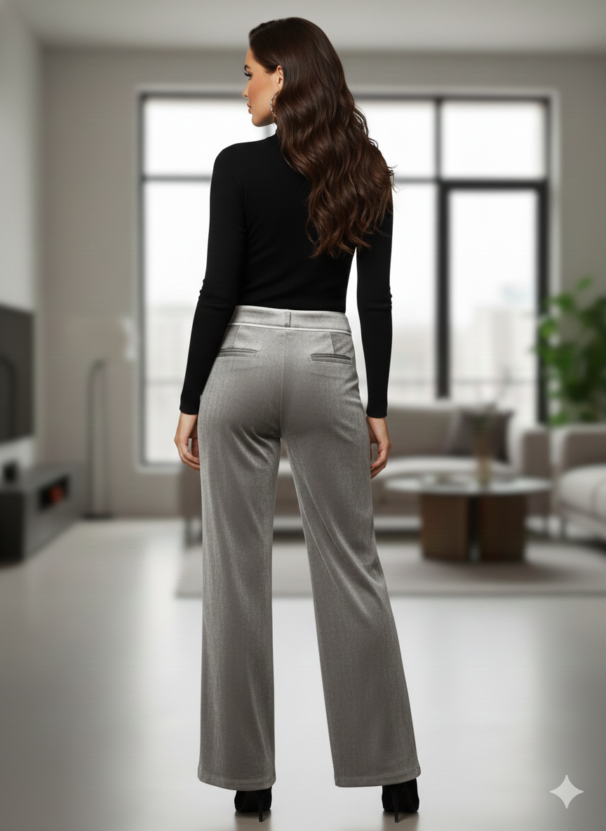 Pantalón plateado terciopelo