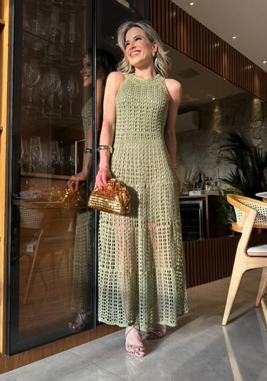 Vestido tejido olivo