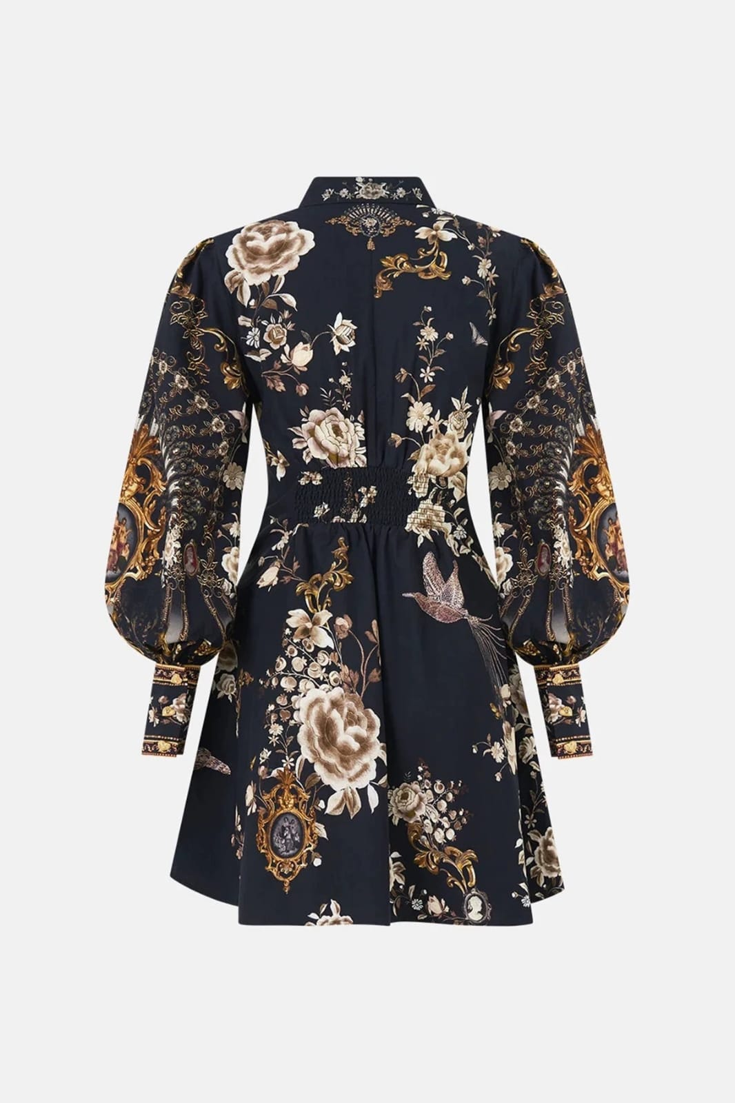 Vestido corto negro estampado