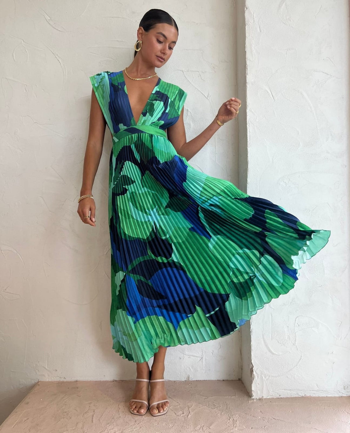 Vestido verde azul