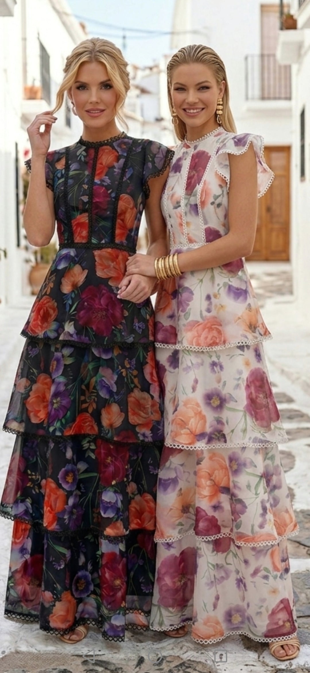 Vestido negro floral olanes