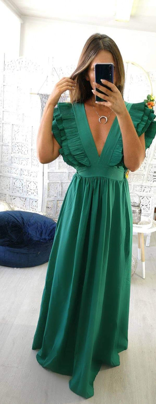 Vestido verde ruffles