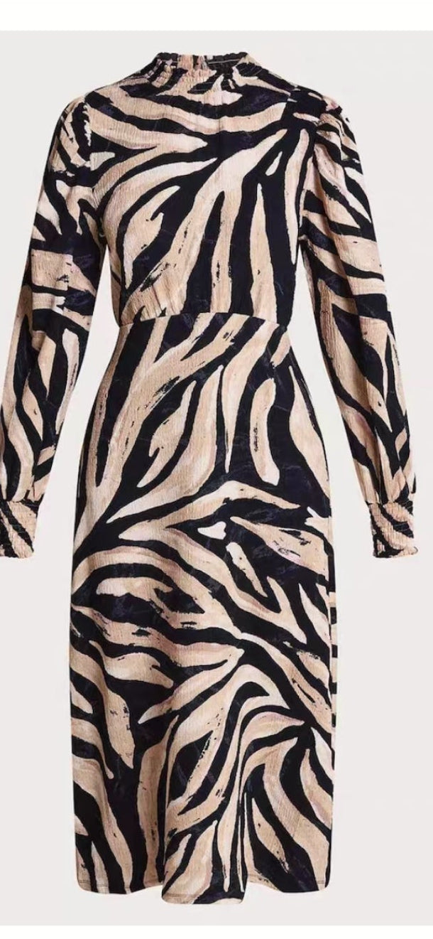 Vestido animal print beige negro