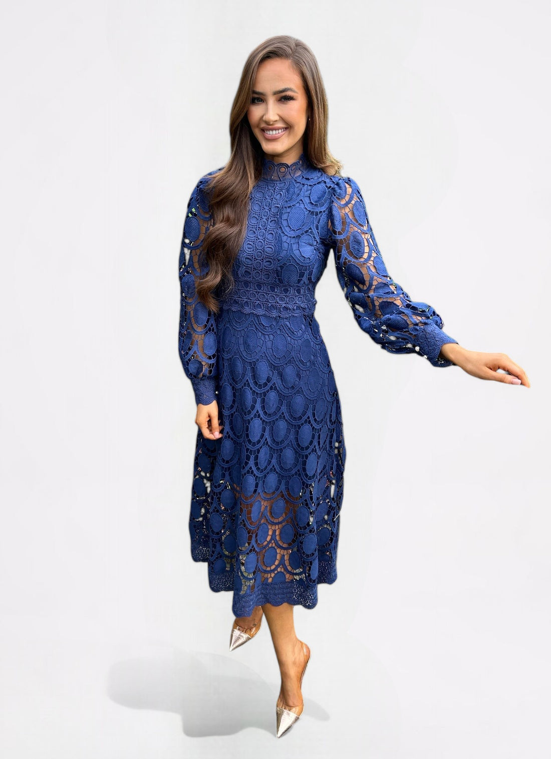 Vestido gipiur azul rey