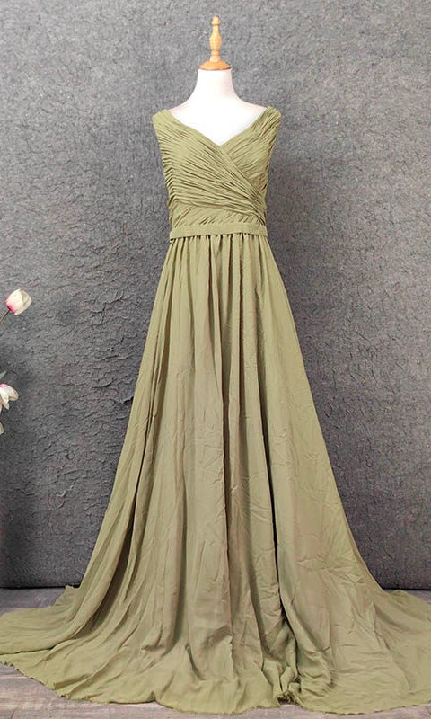 Vestido verde bambú largo