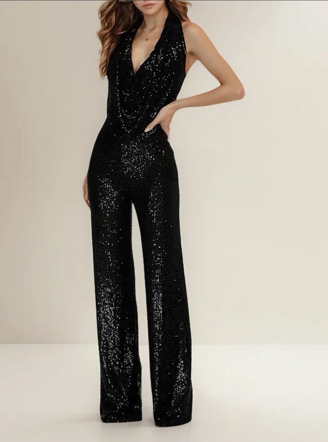 Jumpsuit negro lentejuela