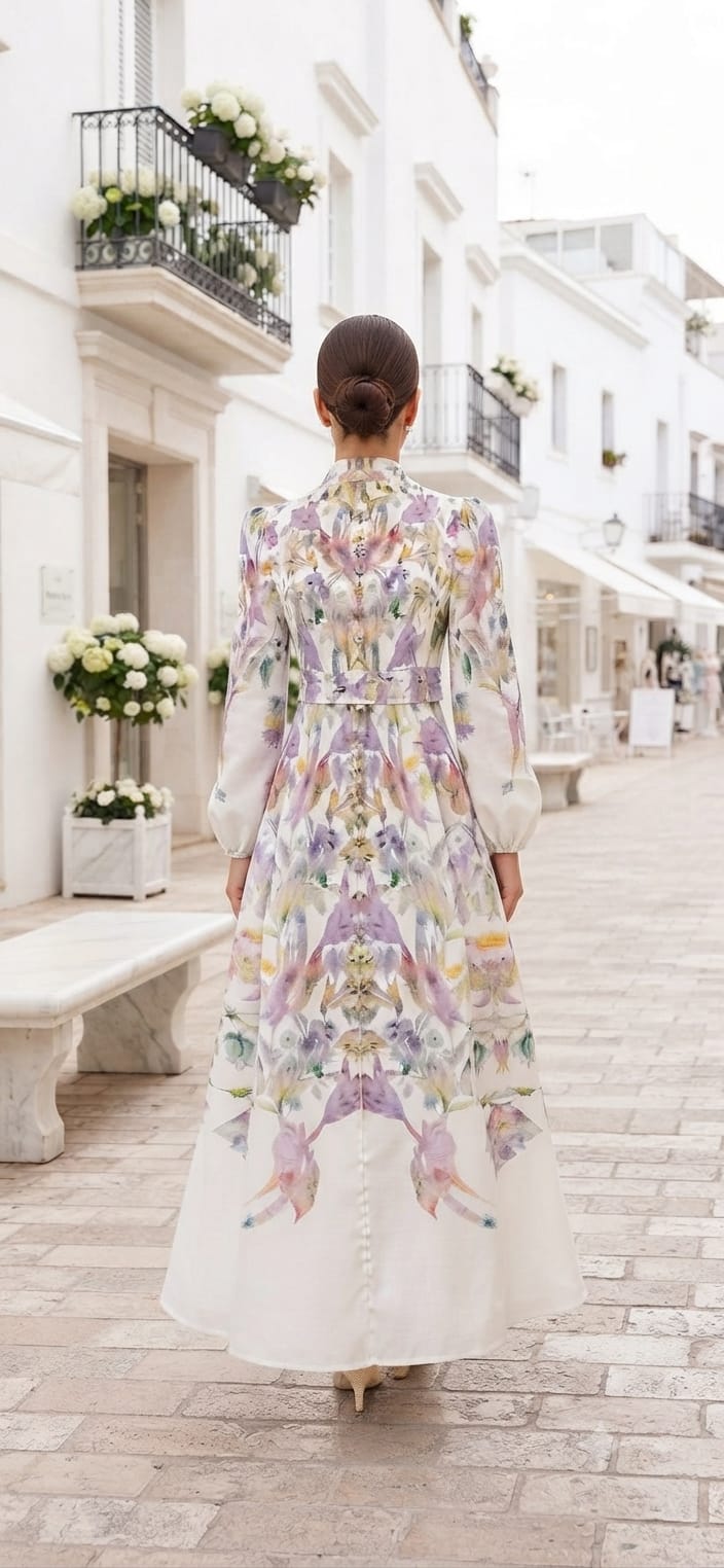 Vestido blanco con flores pastel
