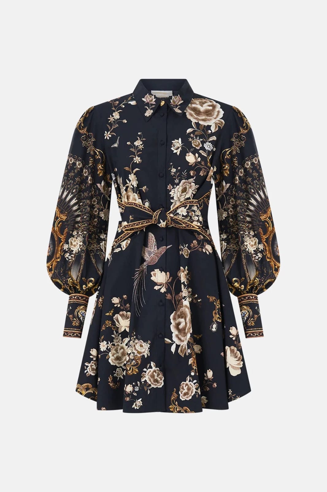 Vestido corto negro estampado