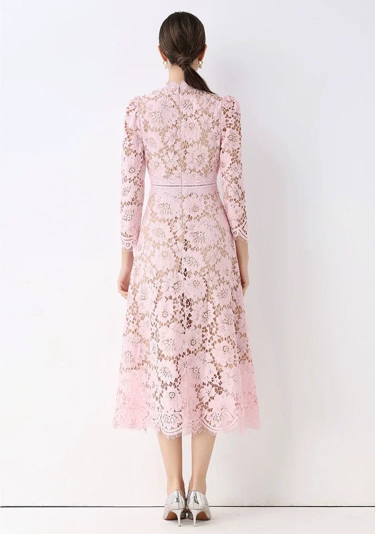 Vestido rosa palo midi recto