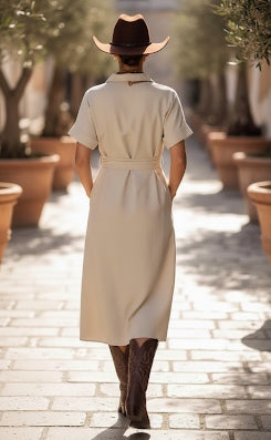 Vestido beige midi