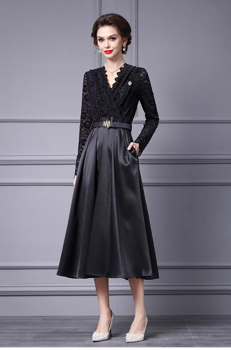 Vestido elegante encaje negro