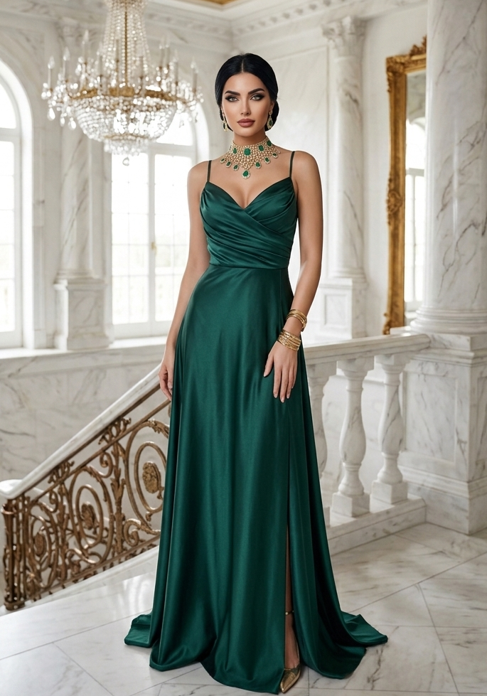 Vestido verde esmeralda tirantes