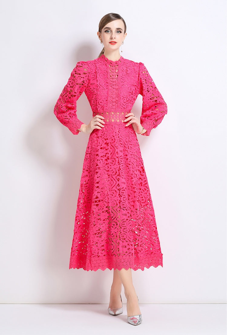 Vestido fiusha midi manga larga gipiur