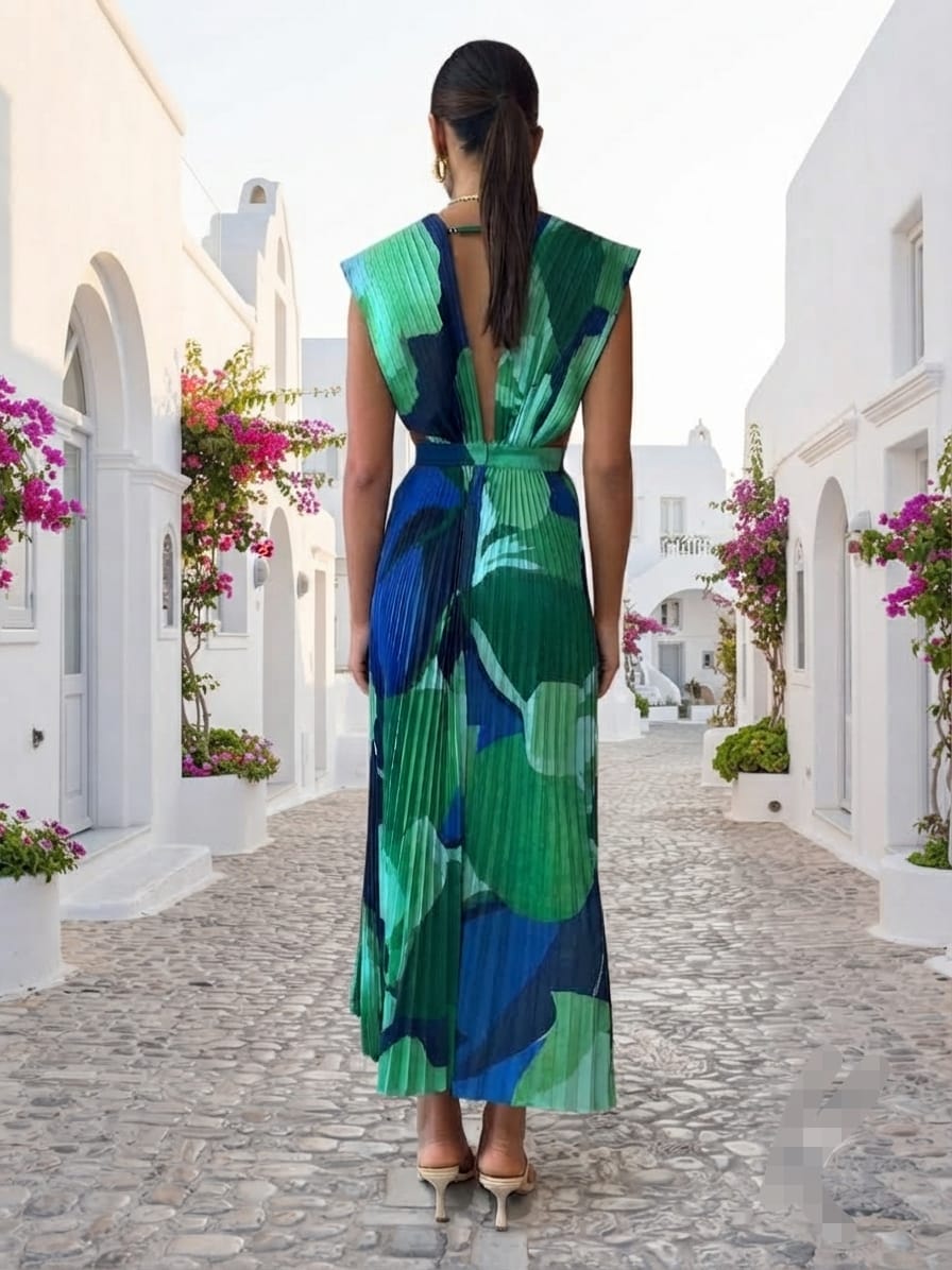 Vestido verde azul