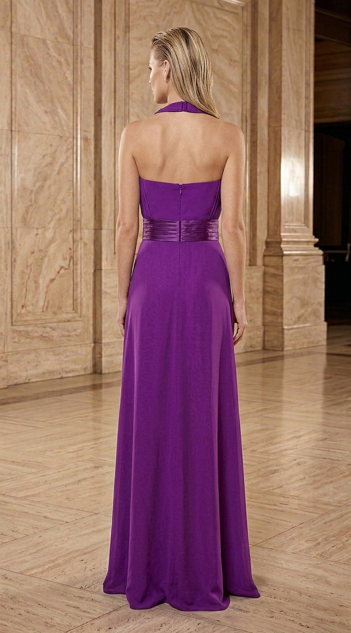 Vestido morado cardenal halter