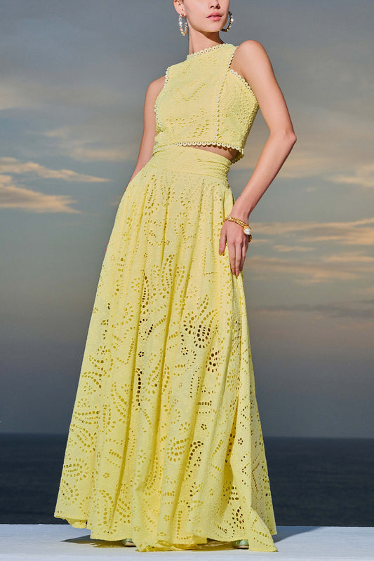 Croc top y falda  amarillo