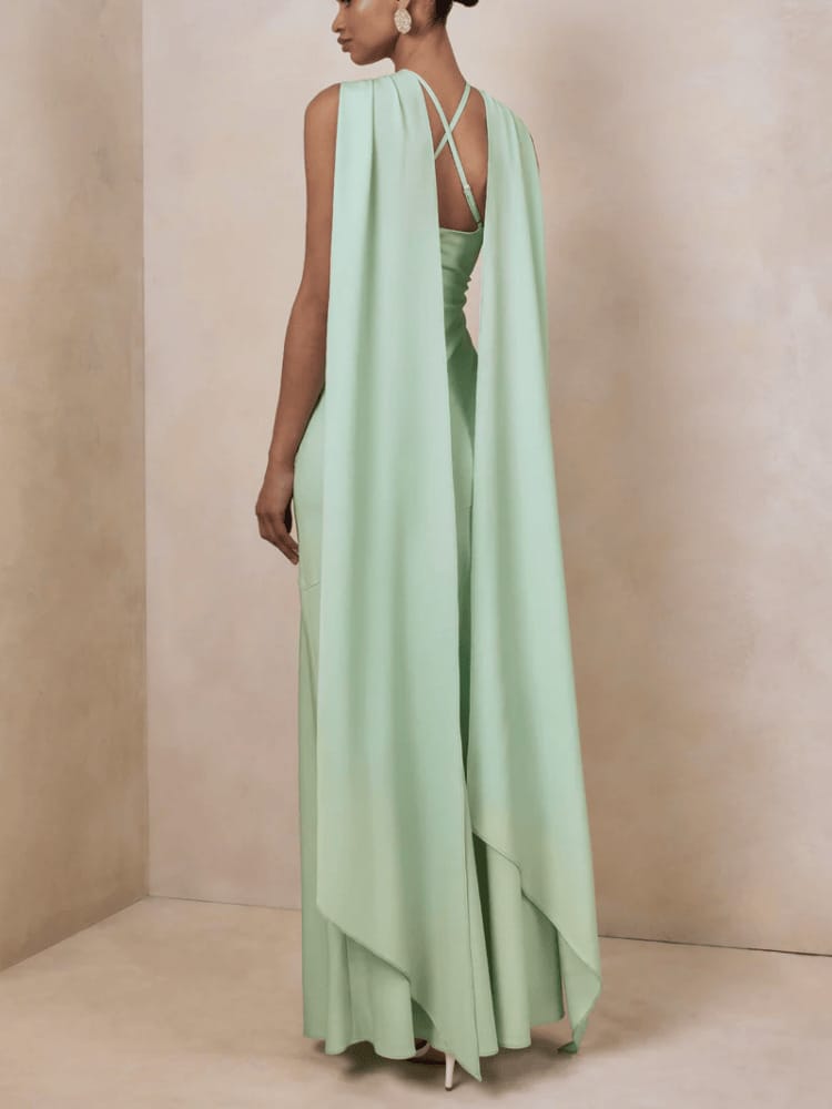 Vestido largo verde menta