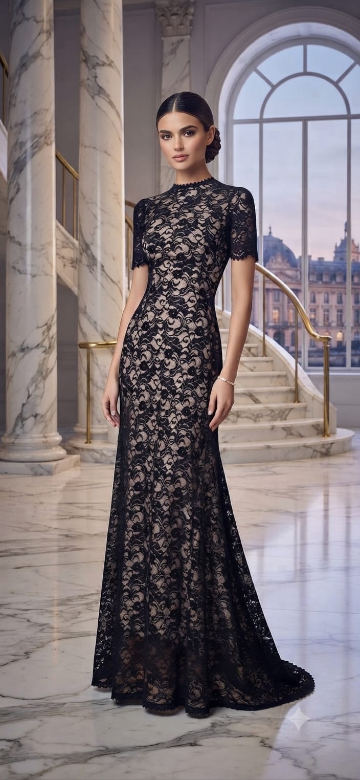 Vestido encaje largo