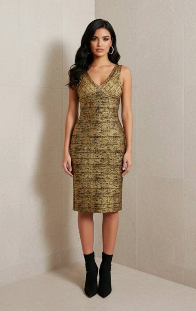 Vestido bandage dorado