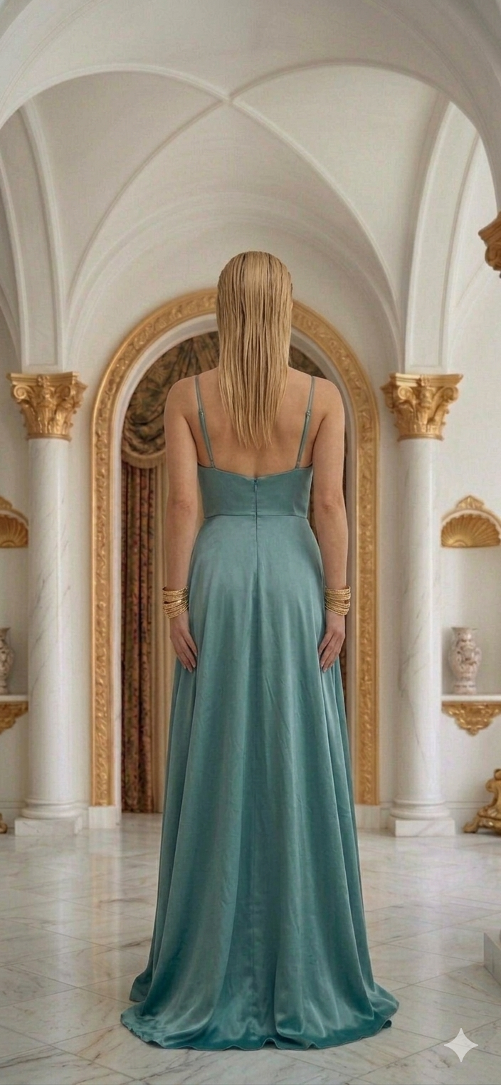 Vestido turquesa largo