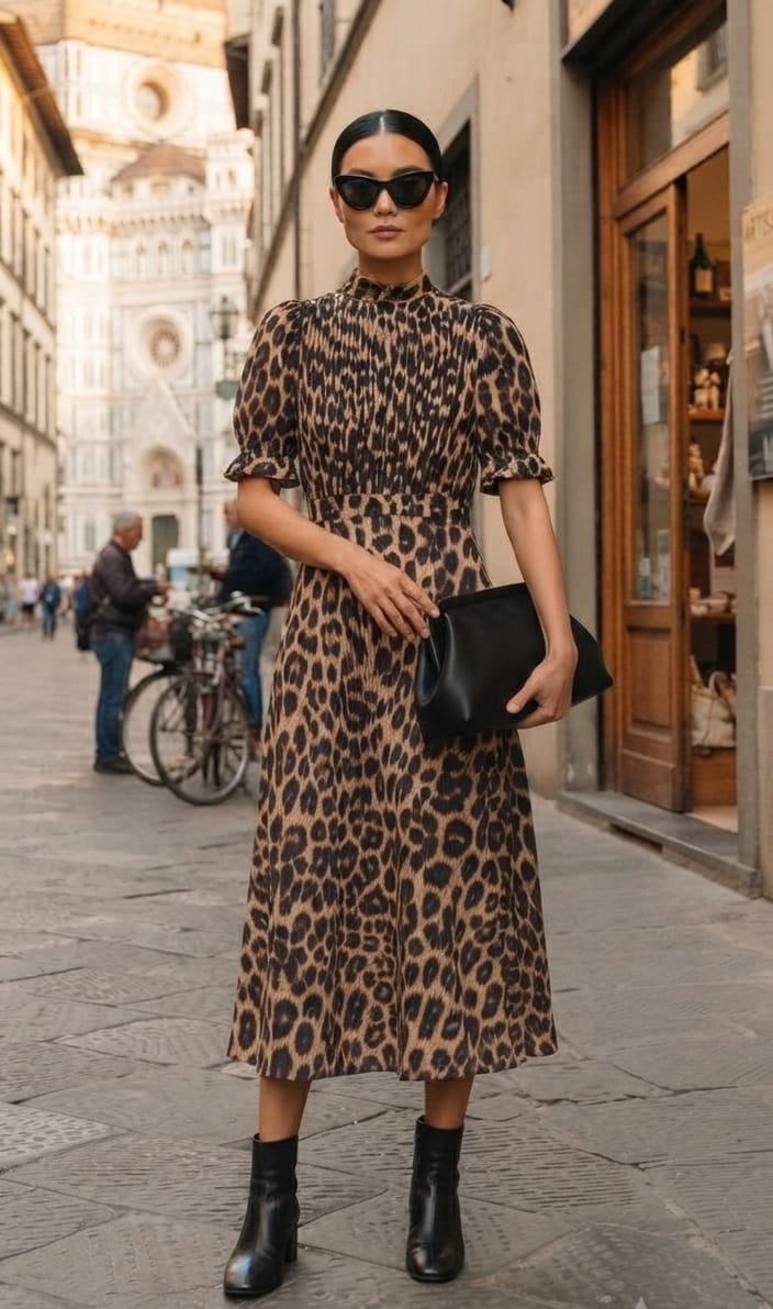 Vestido animal print midi