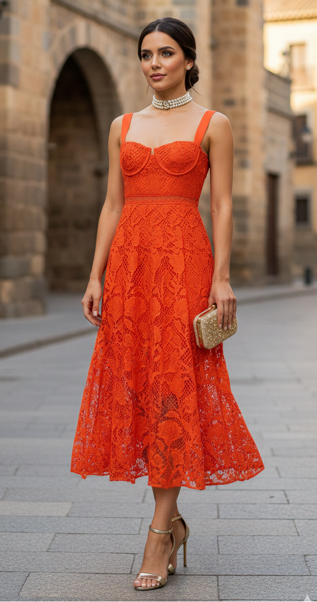 Vestido Naranja Cocktail