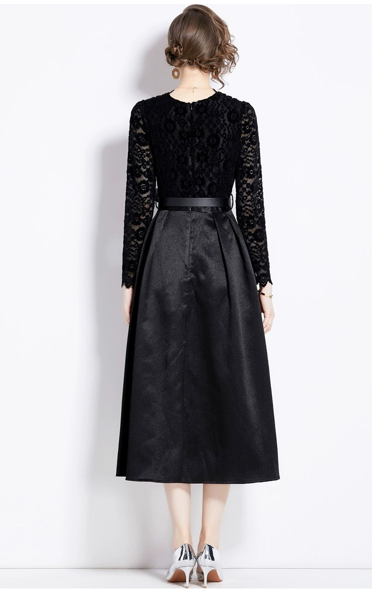 Vestido elegante encaje negro