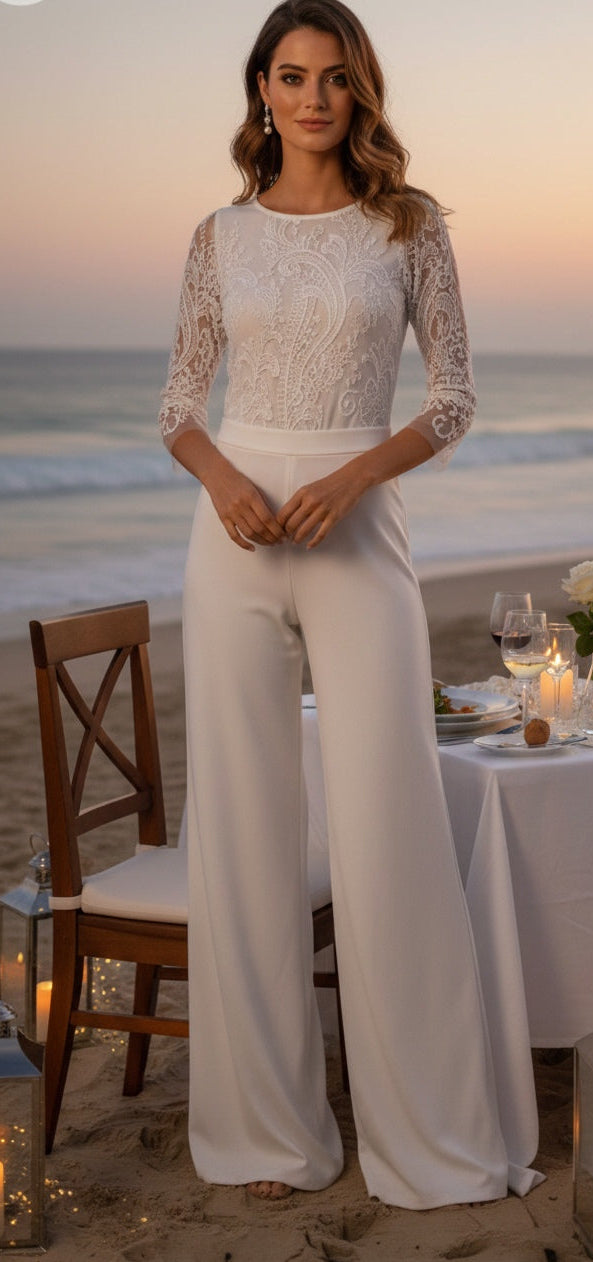 Conjunto blusa y pantalón blanco