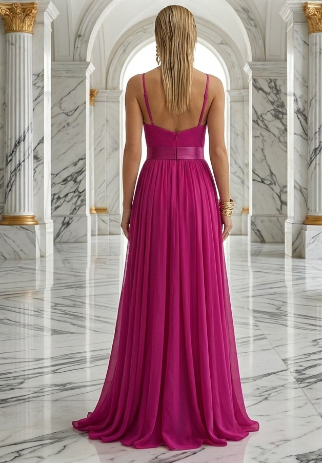 Vestido fiusha largo halter