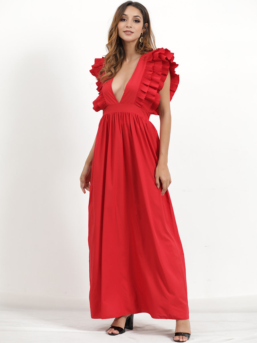 Vestido rojo ruffles