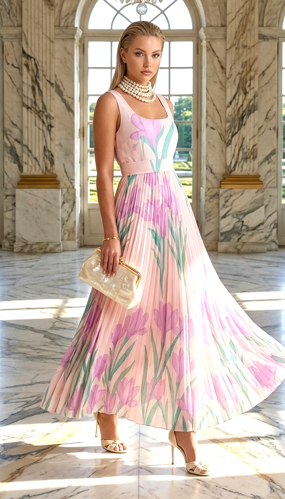Vestido rosa claro estampado floral