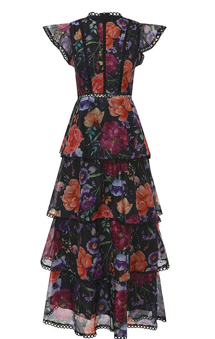 Vestido negro floral olanes