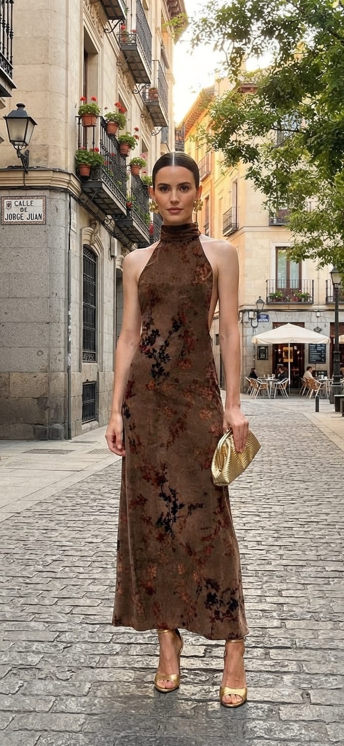 Vestido halter cafe