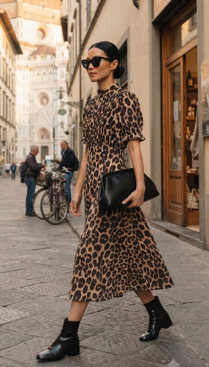 Vestido animal print midi