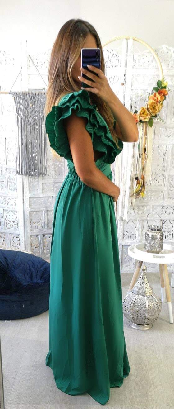 Vestido verde ruffles