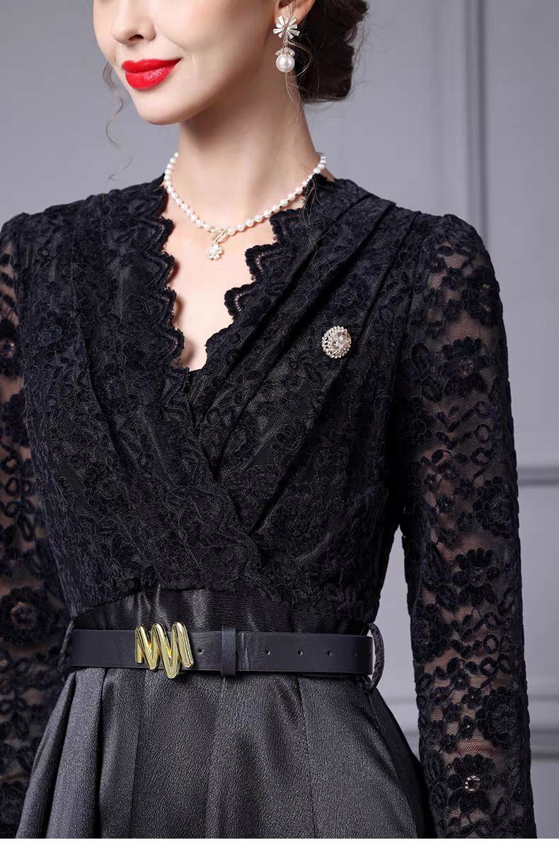 Vestido elegante encaje negro