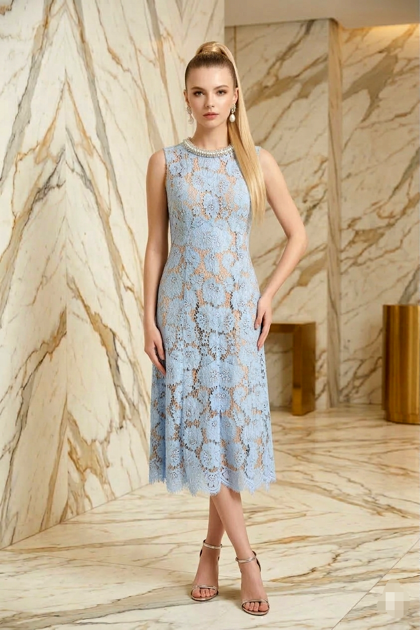 Vestido azul cielo midi