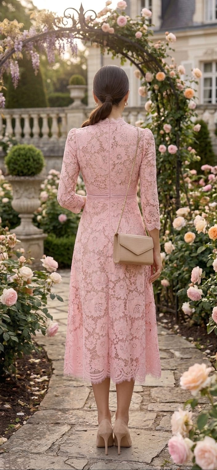 Vestido rosa palo midi recto