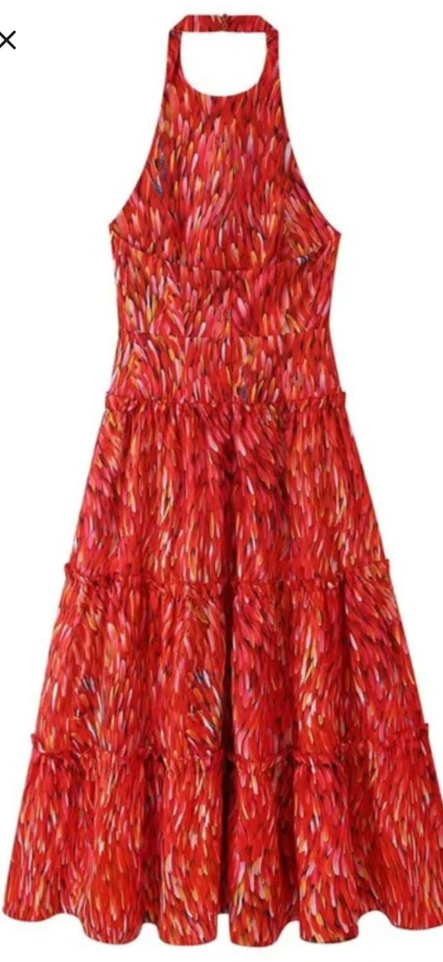 Set de vestido y jacket estampado naranja